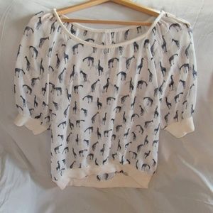 Aeropostale White Giraffe Blouse
